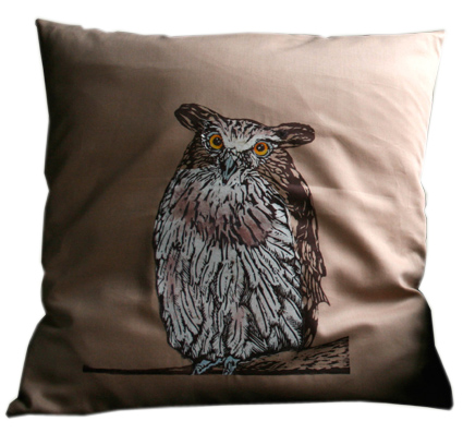 colour Eagle Owl cushion